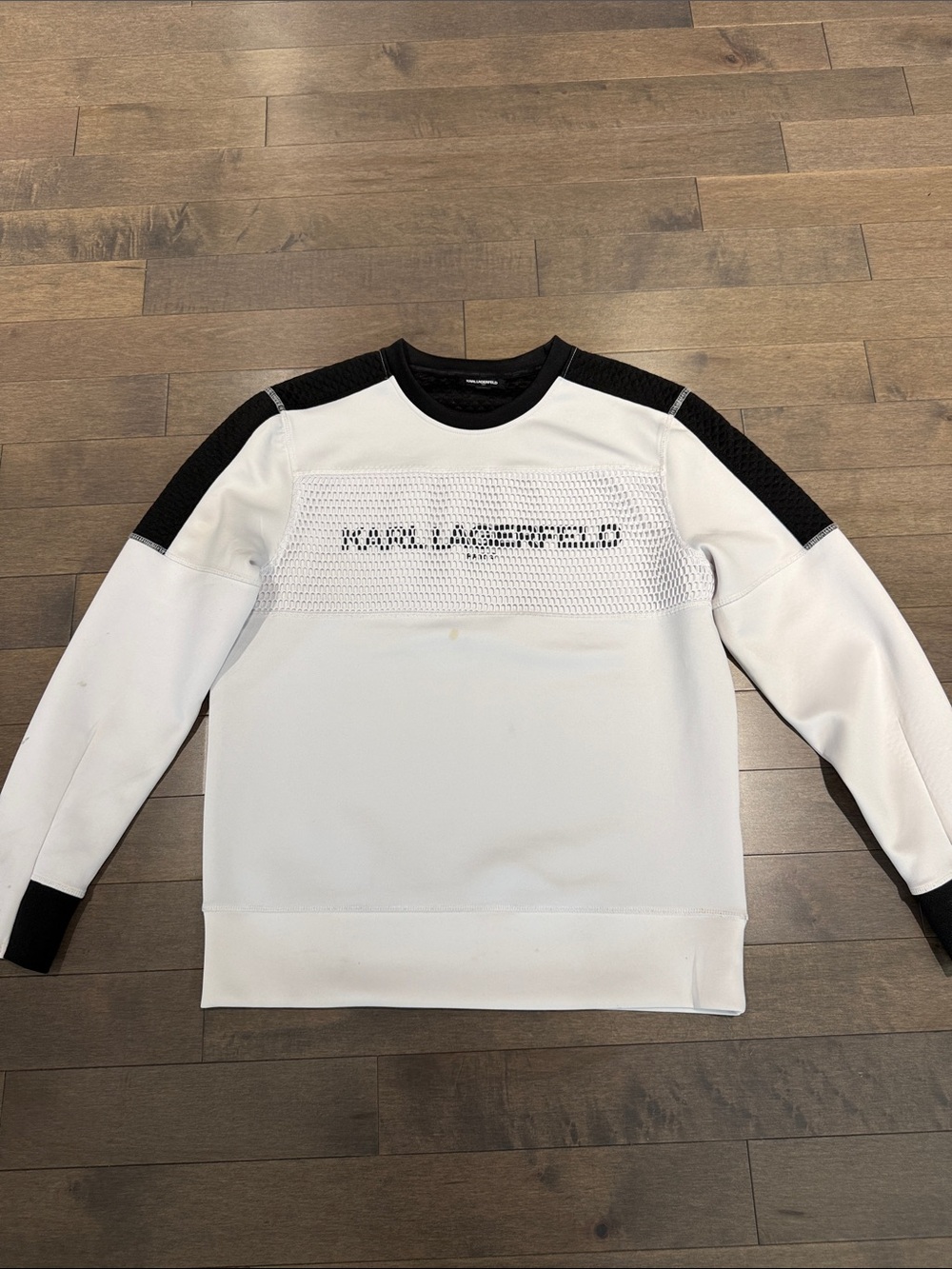 Karl Lagerfeld White and Black Contrast Crewneck Sweater